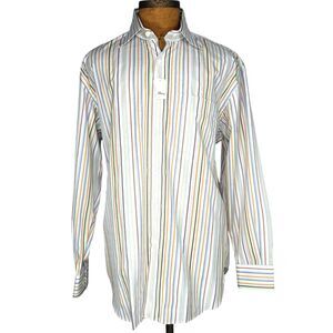 Brioni For Neiman Marcus Shirt Mens Striped Large Made In Italy NWT $345 MSRP